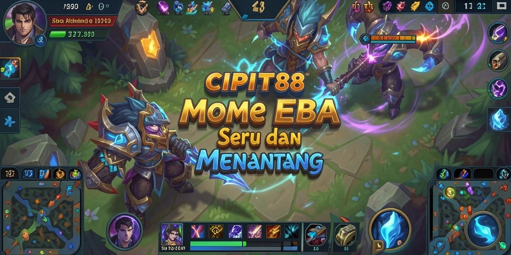 Tampilan gameplay menegangkan dalam pertarungan tim MOBA