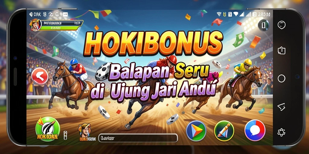 Screenshot utama HOKIBONUS yang menunjukkan balapan seru dengan kendaraan cepat.