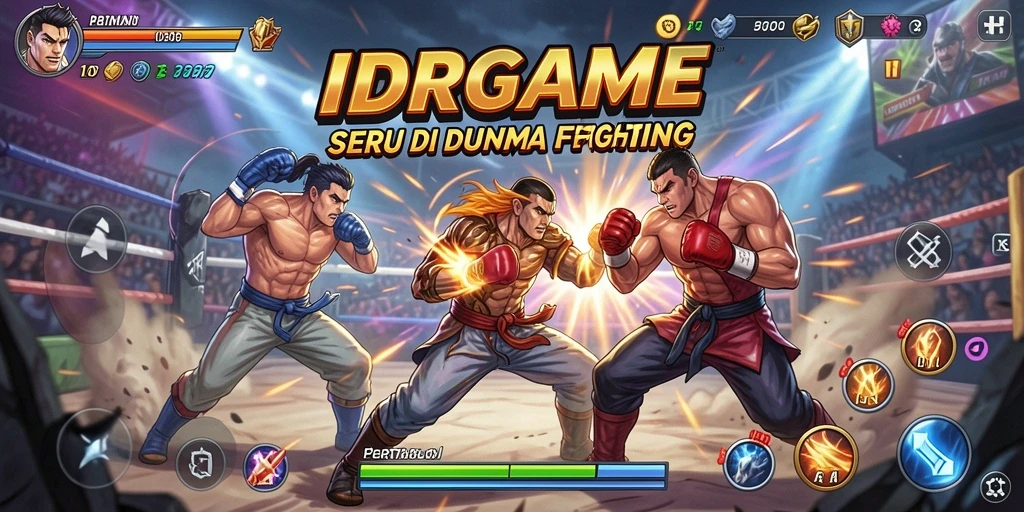Tampilan layar gameplay IDRGAME menunjukkan pertarungan epik antara karakter.