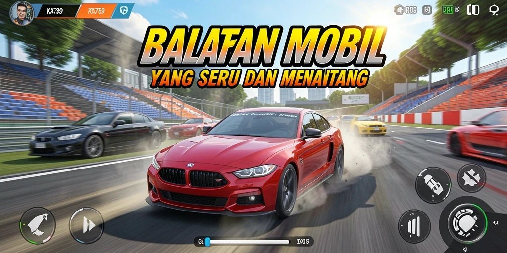 Screenshot tampilan gameplay KA789 yang menampilkan balapan mobil yang mendebarkan.