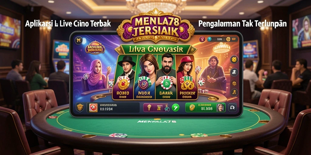 Tampilan utama gameplay MENYALA78 dengan dealer langsung di Live Casino.