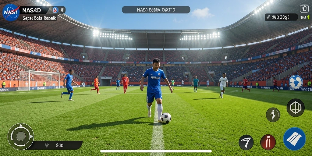 Tampilan gameplay utama NASA4D saat pertandingan sepak bola.