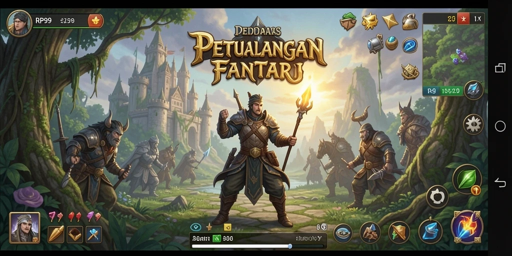 Screenshot RP99 menampilkan karakter dalam aksi seru di dunia fantasi.