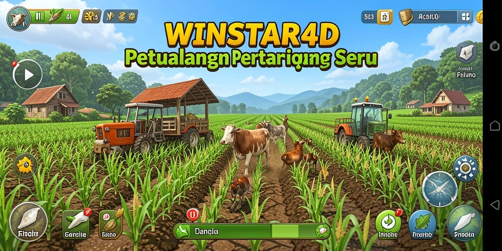 Screenshot gameplay <strong>WINSTAR4D</strong> menampilkan suasana pertanian yang asri dan interaksi antar pemain.