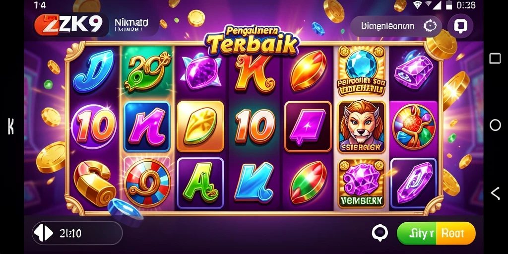 Tampilan utama gameplay ZK9 dengan simbol Slot yang berwarna-warni.